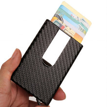 画像をギャラリービューアに読み込む, Business Aluminum Wallet Automatic Slide Card Case Carbon Fiber PU Leather Metal ID Credit Card Holder Clip