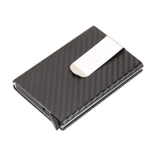 画像をギャラリービューアに読み込む, Business Aluminum Wallet Automatic Slide Card Case Carbon Fiber PU Leather Metal ID Credit Card Holder Clip