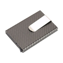 画像をギャラリービューアに読み込む, Business Aluminum Wallet Automatic Slide Card Case Carbon Fiber PU Leather Metal ID Credit Card Holder Clip