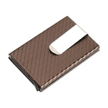 画像をギャラリービューアに読み込む, Business Aluminum Wallet Automatic Slide Card Case Carbon Fiber PU Leather Metal ID Credit Card Holder Clip