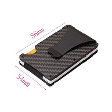 画像をギャラリービューアに読み込む, Business Aluminum Wallet Automatic Slide Card Case Carbon Fiber PU Leather Metal ID Credit Card Holder Clip