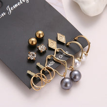 画像をギャラリービューアに読み込む, EN 12 Pairs Flower Women&#39;S Earrings Set Pearl Crystal Stud Earrings Boho Geometric Tassel Earrings For Women 2020 Jewelry Gift