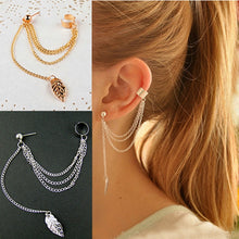 画像をギャラリービューアに読み込む, 1pcs Earrings Jewelry Fashion Personality Metal Ear Clip Leaf Tassel Earrings For Women Gift Pendientes Ear Cuff Caught In Cuffs
