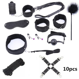 Erotic Sex Toys For Adult Game Leather Erotic BDSM Sex Kits Bondage Handcuffs Sex Game Whip Gag Nipple Clamps  SM Bdsm Toys
