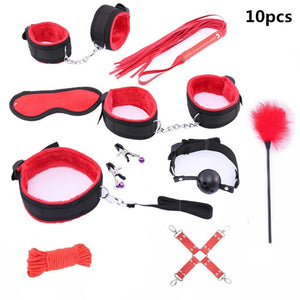 Erotic Sex Toys For Adult Game Leather Erotic BDSM Sex Kits Bondage Handcuffs Sex Game Whip Gag Nipple Clamps  SM Bdsm Toys
