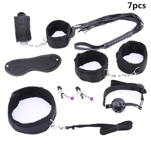 Erotic Sex Toys For Adult Game Leather Erotic BDSM Sex Kits Bondage Handcuffs Sex Game Whip Gag Nipple Clamps  SM Bdsm Toys