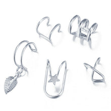 画像をギャラリービューアに読み込む, 5Pcs/Set Ear Cuff Gold Leaves Non-Piercing Ear Clips Fake Cartilage Earring Jewelry For Women Men
