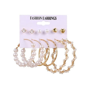 EN 12 Pairs Flower Women'S Earrings Set Pearl Crystal Stud Earrings Boho Geometric Tassel Earrings For Women 2020 Jewelry Gift