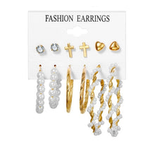 画像をギャラリービューアに読み込む, EN 12 Pairs Flower Women&#39;S Earrings Set Pearl Crystal Stud Earrings Boho Geometric Tassel Earrings For Women 2020 Jewelry Gift